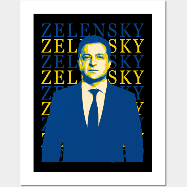 Volodymyr Zelensky - retro flag color Wall Art by V x Y Creative